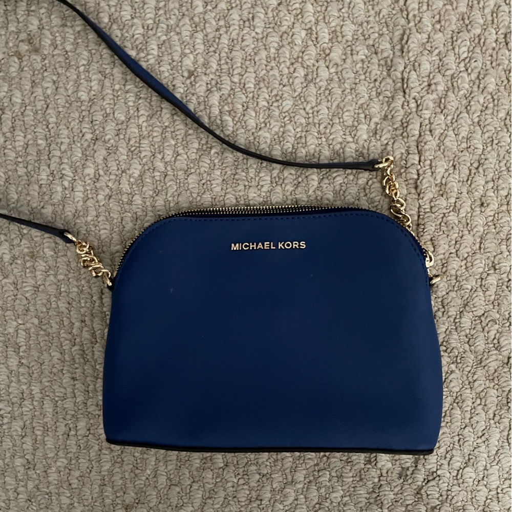 Michael Kors leather crossbody bag- navy blue